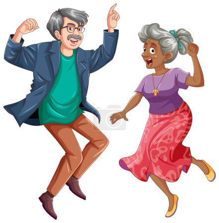 Illustration for Middle Aged Couple Dancing Vector illustration - Royalty Free Image