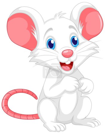 Illustration for Cute white rat cartoon smilling illustration - Royalty Free Image