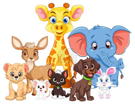 Ilustración de Animales salvajes lindos Dibujos animados Personaje ilustración - Imagen libre de derechos