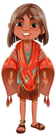 Téléchargez les illustrations : Illustration de personnage de dessin animé fille autochtone - en licence libre de droit