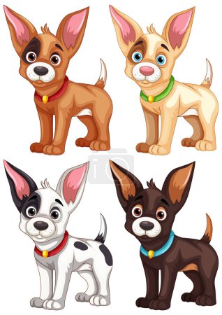 Ilustración de Lindo perro de dibujos animados personaje conjunto ilustración - Imagen libre de derechos