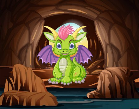 Ilustración de Lindo dragón en la cueva ilustración - Imagen libre de derechos