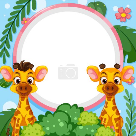 Illustration for Blank Banner Template with Giraffe Vector illustration - Royalty Free Image