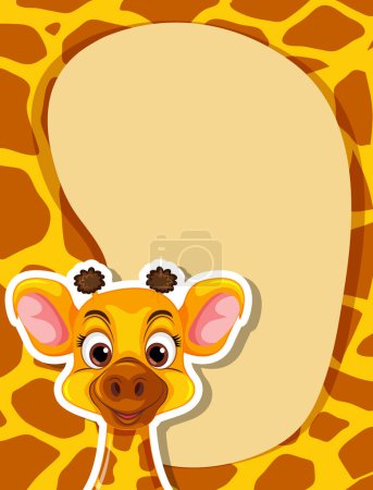 Téléchargez les illustrations : Modèle de bannière vierge avec illustration de girafe - en licence libre de droit