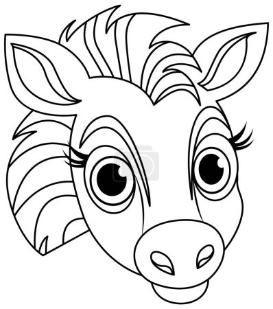 Illustration for Cute horse head doodle coloring characte illustration - Royalty Free Image