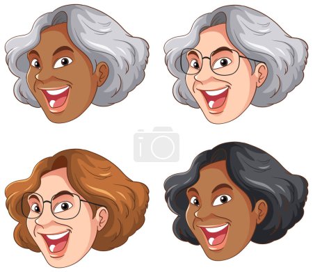 Ilustración de Conjunto de personas diversas caras en diferentes razas ilustración - Imagen libre de derechos