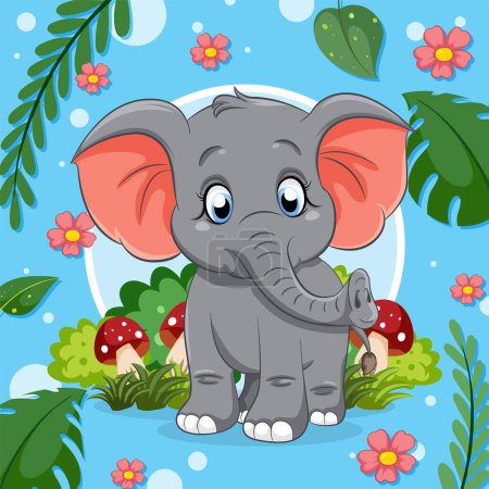 Téléchargez les illustrations : Illustration de personnage de bande dessinée bébé éléphant - en licence libre de droit