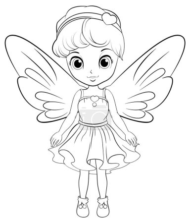 Illustration for Doodle fairy outline cartoon  illustration - Royalty Free Image