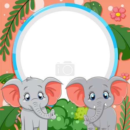 Ilustración de Plantilla de banner en blanco con ilustración de vectores de elefante - Imagen libre de derechos