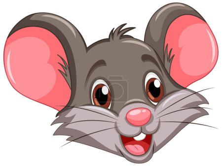 Illustration for Cute rat face with smiley face illustration - Royalty Free Image