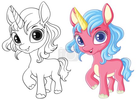 Illustration for Coloring Page Outline of Cute Unicorn illustration - Royalty Free Image