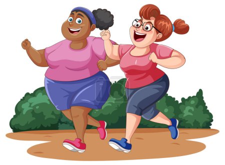 Ilustración de Mujer con sobrepeso corriendo en la ilustración parl - Imagen libre de derechos