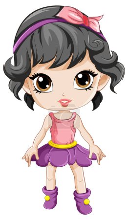 Illustration for Adorable Girl in Pink Dress Cartoon Character illustration - Royalty Free Image