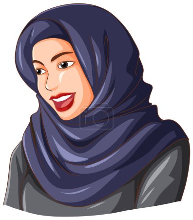 Ilustración de Mujer musulmana feliz con ilustración de hijab - Imagen libre de derechos