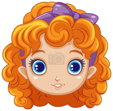 Illustration for Cute Girl Head with Orange Curly Hair illustration - Royalty Free Image