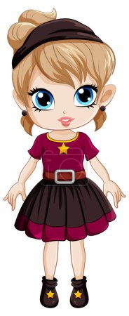 Illustration for Cute girl cartoon character wearing headband illustration - Royalty Free Image