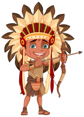 Ilustración de Native American Tribe Kid Archer ilustración - Imagen libre de derechos