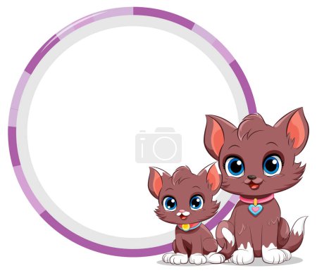 Illustration for Round Frame with Cute Cat illustration - Royalty Free Image
