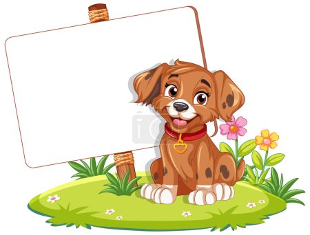 Téléchargez les illustrations : Illustration vectorielle d'un personnage de chien en plein air - en licence libre de droit
