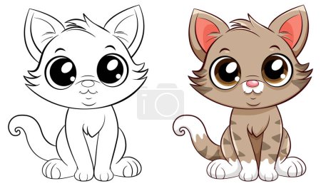 Illustration for Coloring Page Outline of Cute Cat illustration - Royalty Free Image
