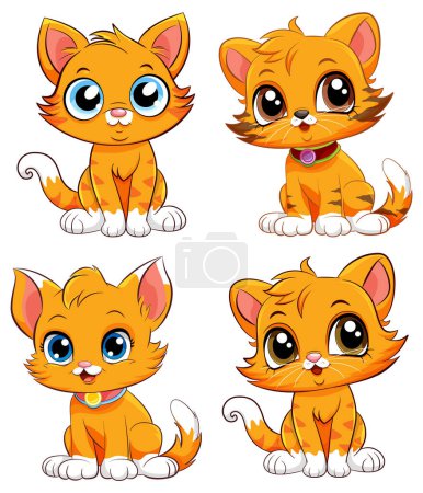 Ilustración de Lindos gatitos personajes de dibujos animados colección ilustración - Imagen libre de derechos
