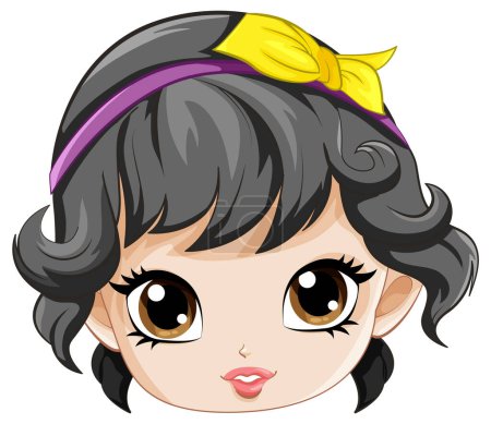 Ilustración de Adorable chica cabeza de dibujos animados personaje ilustración - Imagen libre de derechos