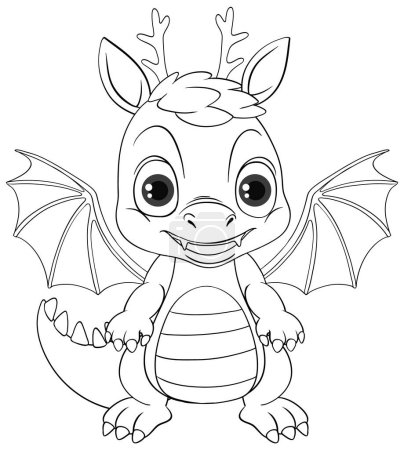 Illustration for Dragon cartoon doodle coloring character illustration - Royalty Free Image