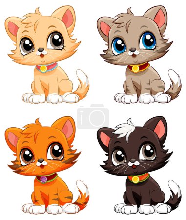Illustration for Adorable Cat Cartoon Character Collection illustration - Royalty Free Image