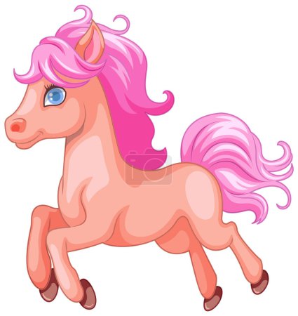 Ilustración de Una colorida y alegre ilustración de dibujos animados de un lindo unicornio - Imagen libre de derechos