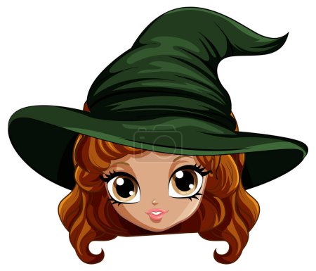 Illustration for Cartoon witch wearing a big hat illustration - Royalty Free Image