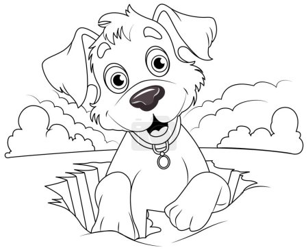 Ilustración de Dibujo de página para colorear de ilustración de perro lindo - Imagen libre de derechos