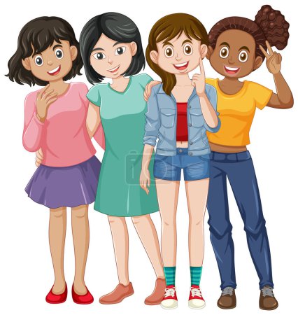 Illustration for Diversity Girls Friendship Vector illustration - Royalty Free Image