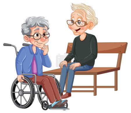 Téléchargez les illustrations : Personnes âgées couple dessin animé illustration - en licence libre de droit
