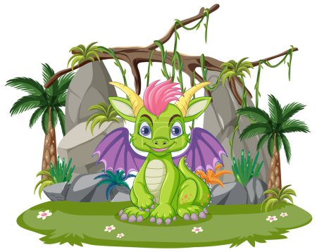 Illustration for Cute Dragon in the Forest illustration - Royalty Free Image