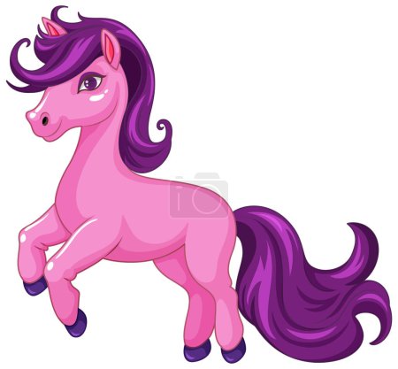 Ilustración de Una alegre ilustración vectorial de un unicornio rosa con una expresión amistosa - Imagen libre de derechos