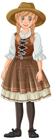 Illustration for Cartoon character wearing traditional German Bavarian outfit - Royalty Free Image