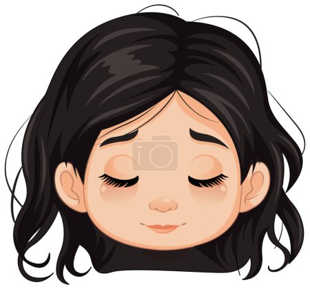 Illustration for A vector cartoon illustration of a girl closing her eyes - Royalty Free Image