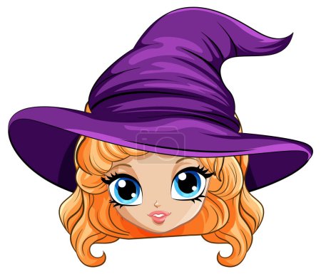 Illustration for Cartoon witch wearing a big hat illustration - Royalty Free Image