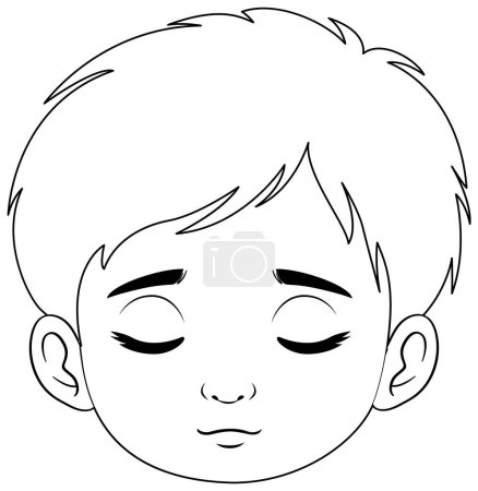Téléchargez les illustrations : Illustration vectorielle d'un garçon de bande dessinée fermant les yeux et se relaxant - en licence libre de droit