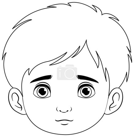 Illustration for A vector illustration of a young boy with a neutral facial expression. - Royalty Free Image