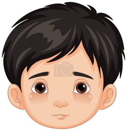 Illustration for A vector illustration of a young boy with a neutral facial expression - Royalty Free Image