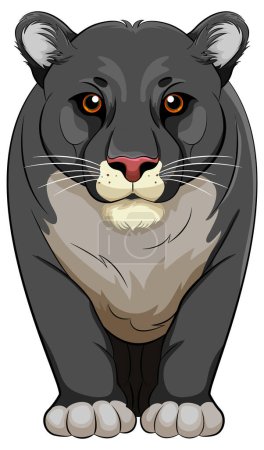 Illustration for A vector cartoon illustration of a black panther walking. - Royalty Free Image