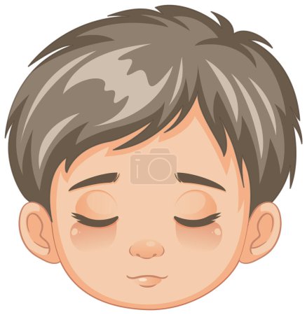 Illustration for A cartoon illustration of a boy with his eyes closed, relaxing - Royalty Free Image