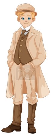 Illustration d'un homme portant un costume vintage en tweed à la Gatsby avec un chapeau
