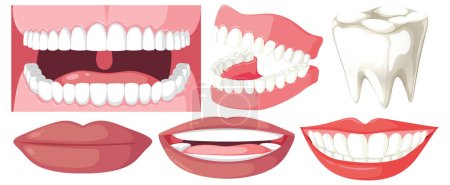 Ilustración de Una ilustración lúdica con elementos dentales y dentales - Imagen libre de derechos