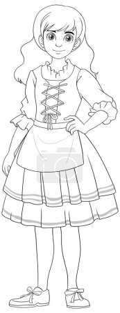 Illustration for Illustration of a woman wearing a traditional German Bavarian outfit in vector cartoon style - Royalty Free Image