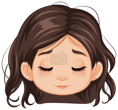 Illustration for A vector cartoon illustration of a girl closing her eyes - Royalty Free Image