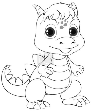 Illustration for Dinosaur cartoon doodle coloring character illustration - Royalty Free Image