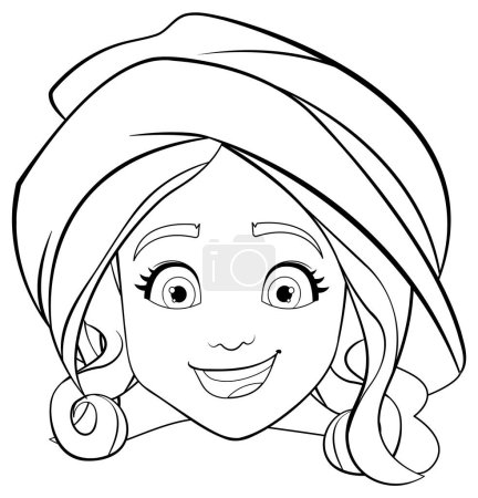 Illustration for A cheerful woman with a smile outlined in vector cartoon illustration style - Royalty Free Image