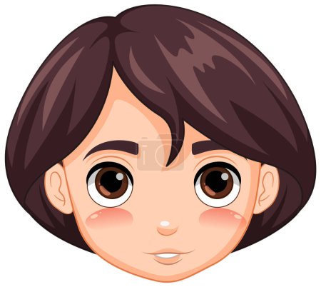 Illustration for A vector cartoon illustration of a short-haired girl with a cheerful expression - Royalty Free Image